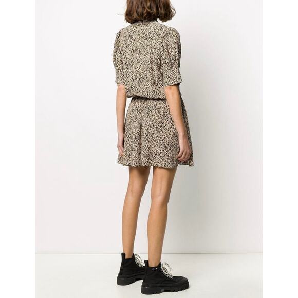 ZADIG AND VOLTAIRE Russel Leopard Print Dress Womens Medium Black Tan Short - Picture 3 of 16